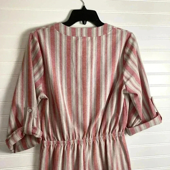 Emil& Joe NWT Dusty Rose Pink Striped  Dress Linen& Cotton Blend Size Medium - Picture 8 of 8